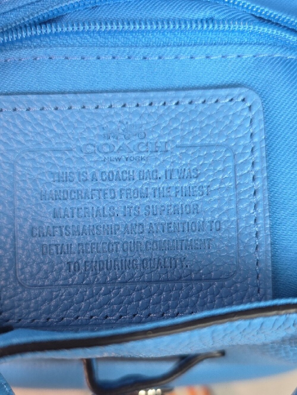 Coach Azure Blue Leather Mini Turnlock Backpack NWT - Picture 4 of 9